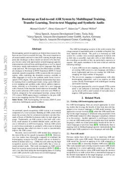 Bootstrap an end-to-end ASR system by multilingual training, transfer
  learning, text-to-text mapping and synthetic audio