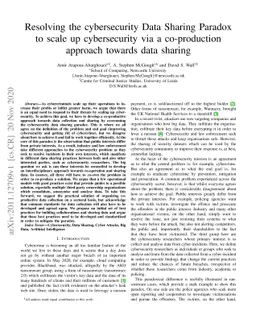 Resolving the cybersecurity Data Sharing Paradox to scale up
  cybersecurity via a co-production approach towards data sharing