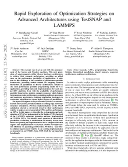 Rapid Exploration of Optimization Strategies on Advanced Architectures
  using TestSNAP and LAMMPS