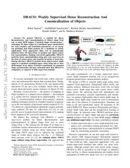 DRACO: Weakly Supervised Dense Reconstruction And Canonicalization of
  Objects