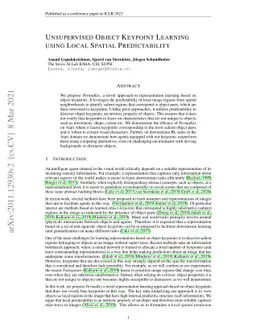 Unsupervised Object Keypoint Learning using Local Spatial Predictability