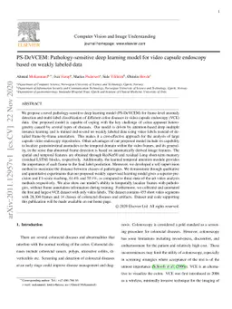 PS-DeVCEM: Pathology-sensitive deep learning model for video capsule
  endoscopy based on weakly labeled data