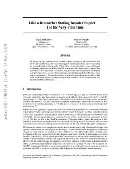 Like a Researcher Stating Broader Impact For the Very First Time