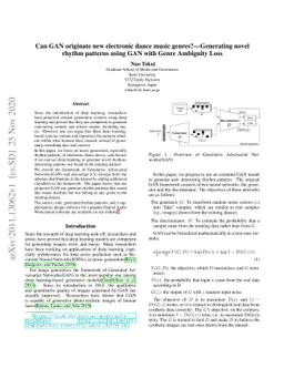 Can GAN originate new electronic dance music genres? -- Generating novel
  rhythm patterns using GAN with Genre Ambiguity Loss