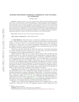 Hawkes Processes Modeling, Inference and Control: An Overview