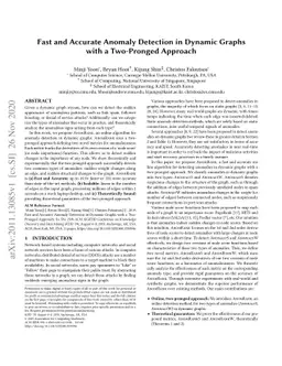 Fast and Accurate Anomaly Detection in Dynamic Graphs with a Two-Pronged
  Approach