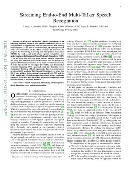 Streaming end-to-end multi-talker speech recognition
