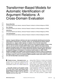 Transformer-Based Models for Automatic Identification of Argument
  Relations: A Cross-Domain Evaluation