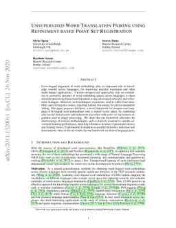 Unsupervised Word Translation Pairing using Refinement based Point Set
  Registration