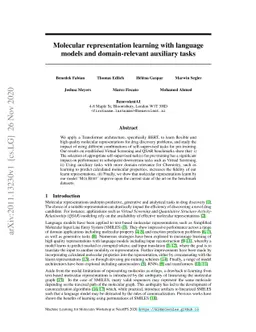 Molecular representation learning with language models and
  domain-relevant auxiliary tasks