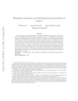 Blockchain mechanism and distributional characteristics of cryptos