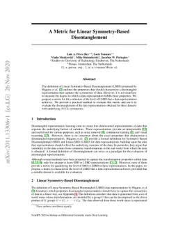 A Metric for Linear Symmetry-Based Disentanglement