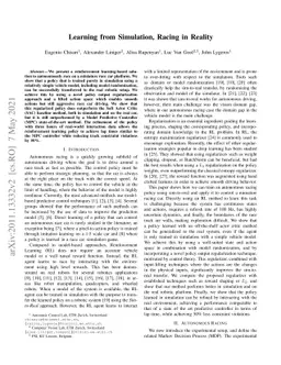 Learning from Simulation, Racing in Reality