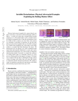 Invisible Perturbations: Physical Adversarial Examples Exploiting the
  Rolling Shutter Effect