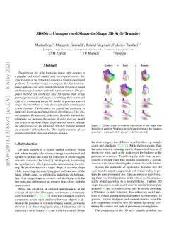 3DSNet: Unsupervised Shape-to-Shape 3D Style Transfer