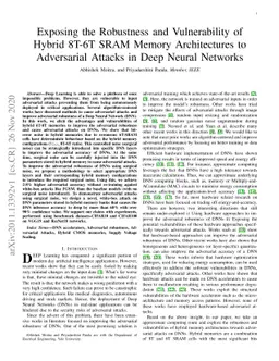 Exposing the Robustness and Vulnerability of Hybrid 8T-6T SRAM Memory
  Architectures to Adversarial Attacks in Deep Neural Networks
