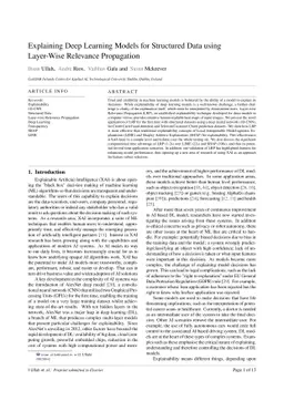 Explaining Deep Learning Models for Structured Data using Layer-Wise
  Relevance Propagation