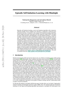 Episodic Self-Imitation Learning with Hindsight