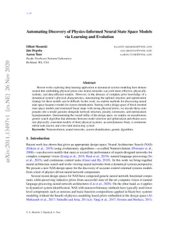 Physics-Informed Neural State Space Models via Learning and Evolution