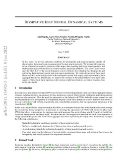 Dissipative Deep Neural Dynamical Systems