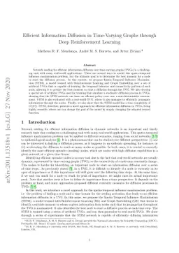 Efficient Information Diffusion in Time-Varying Graphs through Deep
  Reinforcement Learning