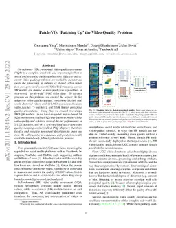 Patch-VQ: 'Patching Up' the Video Quality Problem