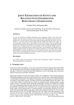 Joint Extraction of Entity and Relation with Information Redundancy
  Elimination