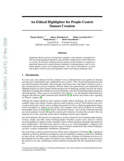 An Ethical Highlighter for People-Centric Dataset Creation