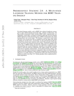 Progressively Stacking 2.0: A Multi-stage Layerwise Training Method for
  BERT Training Speedup