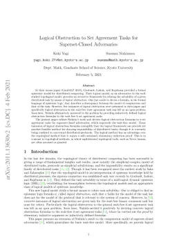Logical Obstruction to Set Agreement Tasks for Superset-Closed
  Adversaries