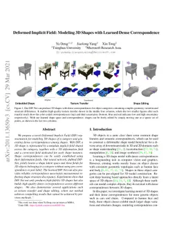 Deformed Implicit Field: Modeling 3D Shapes with Learned Dense
  Correspondence