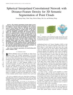 Spherical Interpolated Convolutional Network with Distance-Feature
  Density for 3D Semantic Segmentation of Point Clouds