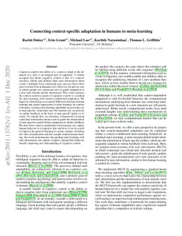 Connecting Context-specific Adaptation in Humans to Meta-learning
