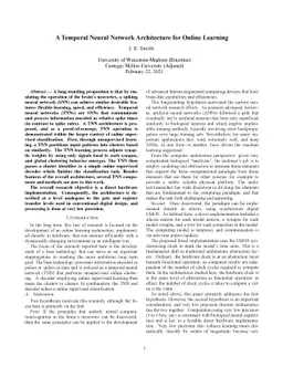 A Temporal Neural Network Architecture for Online Learning