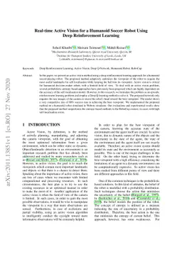 Real-time Active Vision for a Humanoid Soccer Robot Using Deep
  Reinforcement Learning