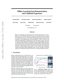 Offline Learning from Demonstrations and Unlabeled Experience