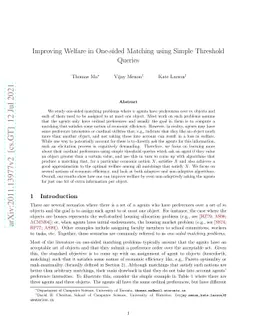 Improving Welfare in One-sided Matching using Simple Threshold Queries