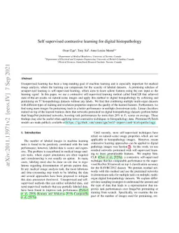 Self supervised contrastive learning for digital histopathology