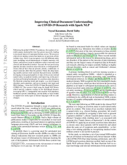 Improving Clinical Document Understanding on COVID-19 Research with
  Spark NLP