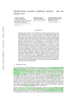 Generating unseen complex scenes: are we there yet?