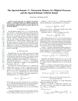 The Spectral-Domain $\mathcal{W}_2$ Wasserstein Distance for Elliptical
  Processes and the Spectral-Domain Gelbrich Bound