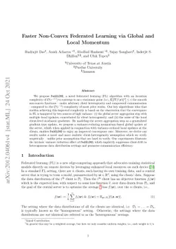 Faster Non-Convex Federated Learning via Global and Local Momentum