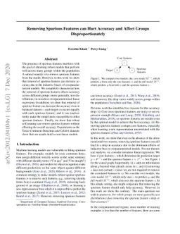Removing Spurious Features can Hurt Accuracy and Affect Groups
  Disproportionately