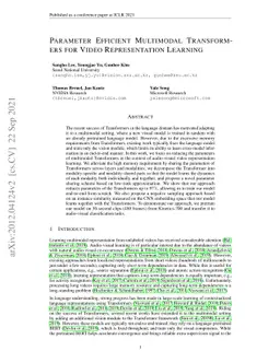 Parameter Efficient Multimodal Transformers for Video Representation
  Learning