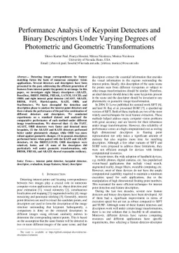 Performance Analysis of Keypoint Detectors and Binary Descriptors Under
  Varying Degrees of Photometric and Geometric Transformations