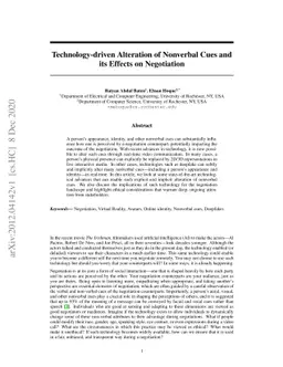 Technology-driven Alteration of Nonverbal Cues and its Effects on
  Negotiation