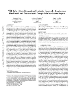 VAE-Info-cGAN: Generating Synthetic Images by Combining Pixel-level and
  Feature-level Geospatial Conditional Inputs