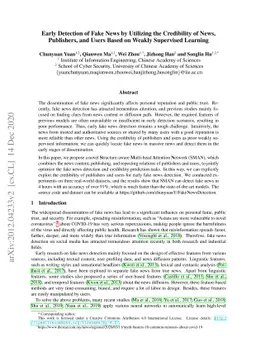 Early Detection of Fake News by Utilizing the Credibility of News,
  Publishers, and Users Based on Weakly Supervised Learning
