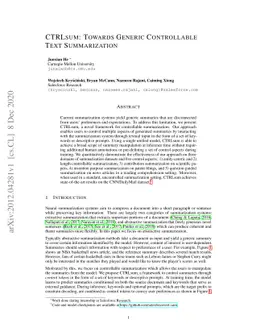 CTRLsum: Towards Generic Controllable Text Summarization