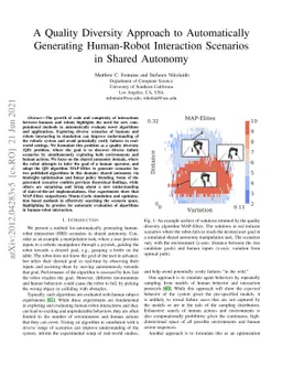 A Quality Diversity Approach to Automatically Generating Human-Robot
  Interaction Scenarios in Shared Autonomy